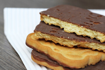 Delicious cookies with chocolate icing
