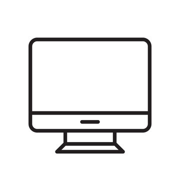 Office computer monitor icon. Isolated vector cliart of emty display.