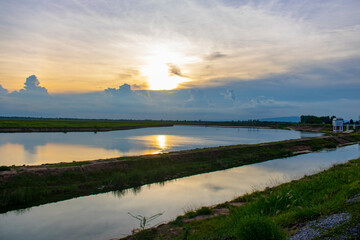 sunset over lake