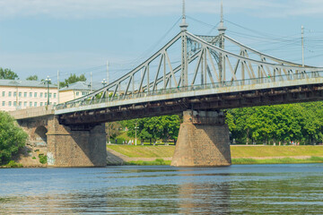 Part of a bridge in a small russian town on a sunny summer day