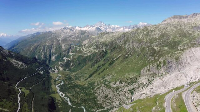 Furka mountain pass in Switzerland