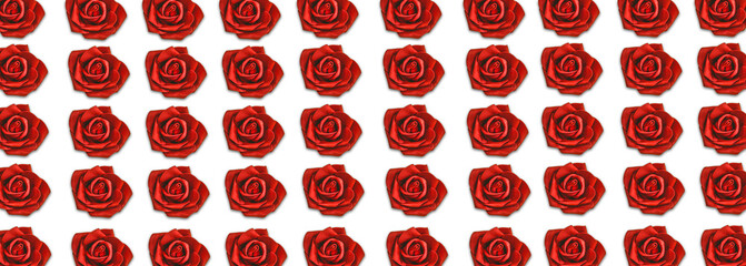 red roses flowers pattern isolated on white