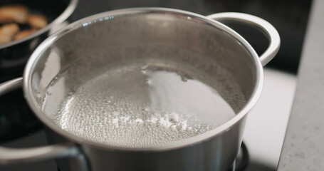 hot water in pot before boiling