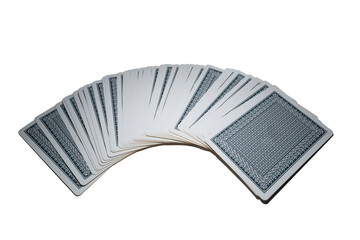 deck playing cards on isolated white background with clipping path