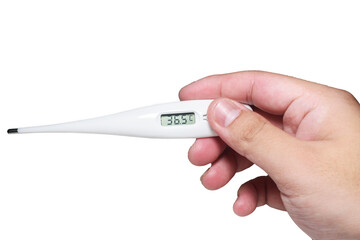 hand holding thermometer