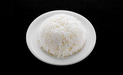 Jasmine rice on white plate