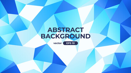 Abstract polygonal background. Geometric triangular low poly graphic. Colorful blue and white gradient. Simple modern design. Banner, flyer, cover template. Flat style vector eps10 illustration.