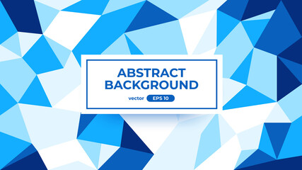 Fototapeta premium Abstract polygonal background. Geometric triangular low poly graphic. Colorful blue and white gradient. Simple modern design. Banner, flyer, cover template. Flat style vector eps10 illustration.