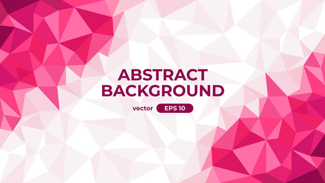 Abstract polygonal background. Geometric triangular low poly graphic. Colorful pink gradient. Simple modern design. Banner, flyer, cover template. Flat style vector eps10 illustration.