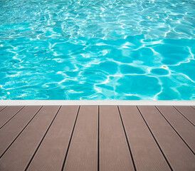 Tropical floor swimming pool with clean water, outdoor floor