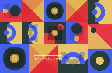 Neo memphis geometric pattern with circles, squares and lines. Pop art abstract background for covers, banners, flyers and posters and other templates