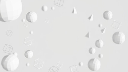 3d render with Polygon Shape white color Background abstract