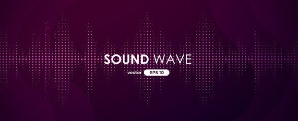 Sound wave. Digital music equalizer. Beautiful abstract minimal background. Simple modern style. Pink neon color. Pulse line. Volume. Flat style vector illustration.