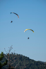 motor paragliders on Borau, Huesca, Jacetania region, Aragon, Spain