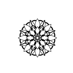 Illustrated Flower Mandala Silhouette Vector 