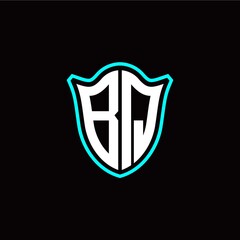B Q initials monogram logo shield designs modern