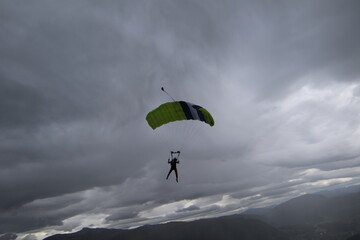 Skydivers over mountains in Norway