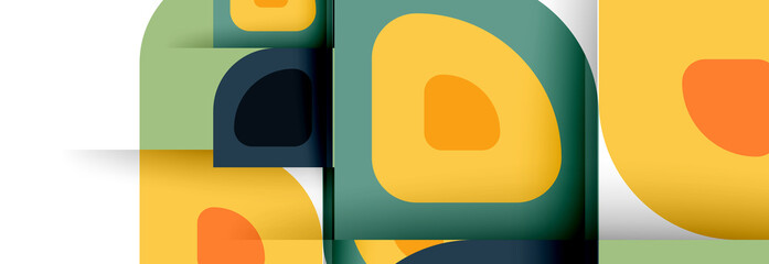 Fototapeta premium Set of vector modern geometric abstract backgrounds with repeating abstract round shapes patterns and shadow effects