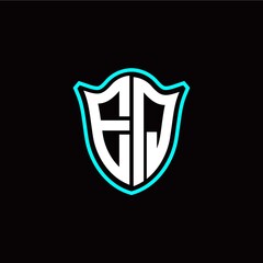 E Q initials monogram logo shield designs modern