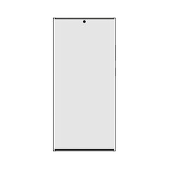 Modern frameless mobile phone with blank screen, isolated on white background, front view. Vector illustration