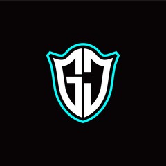 G J initials monogram logo shield designs modern