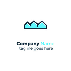 three blue houses logo design icon vector illustration simple line