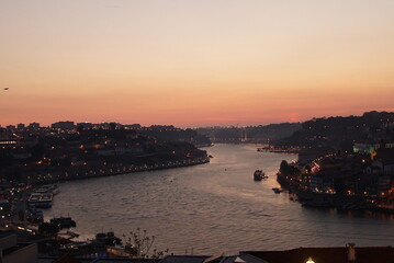 Portugal, beautiful sunset cityscape of Porto