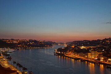 Portugal, beautiful sunset cityscape of Porto