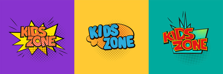 Kid zone vector banner, logo. Kid's playground funny design