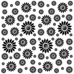 set of black and white flowers