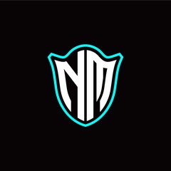 N M initials monogram logo shield designs modern