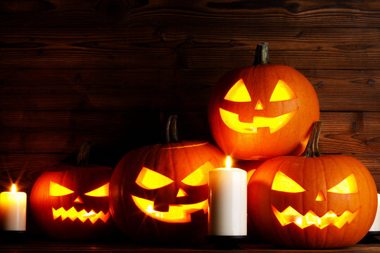Halloween pumpkins and candles