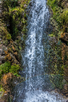 Spain, Catalonia, Pyrenees, Vall de Nuria, village of Queralbs, waterfall
