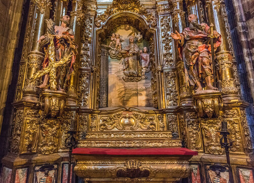 Spain, Catalonia, Girona, cathedral of Saint Mary, Chapel Sant Gorge and Sant Dalmeau, alterpiece of Sant Isidore (18th century)