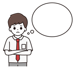 男子学生 腕組み 吹き出し イラスト