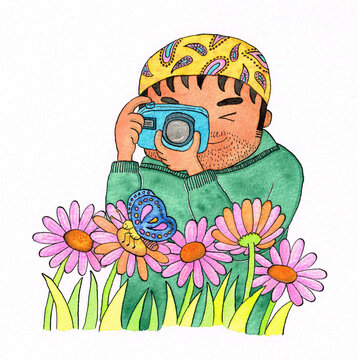 Taking photos of flowers