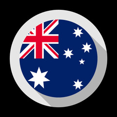 round icon with australia flag, isolated on black background