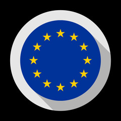 round icon with european union flag, isolated on black background