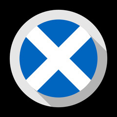 Obraz premium round icon with scotland flag, isolated on black background