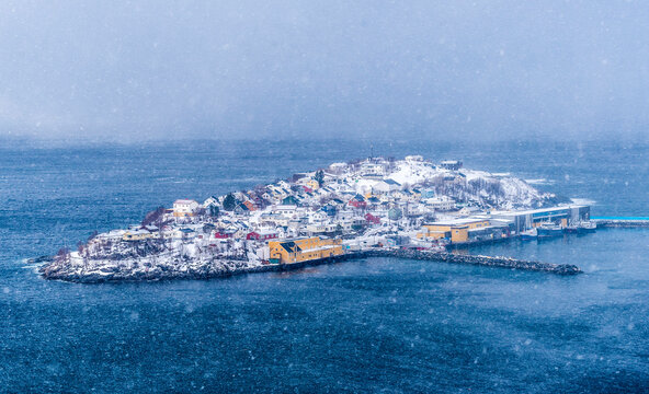 Norway, Tromso County, Senja Island, Fjordgard, Husoy cod port
