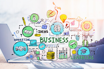 Man typing on laptop, business plan