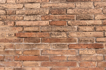 Red brick grungy background wall texture.