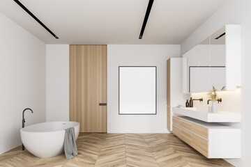 White bathroom interior with poster