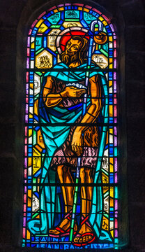 France, Limousin, Correze, Meymac, abbey church Saint Andre (11th-12th century, Historical Monument) stained glass representing Jonh the Baptist