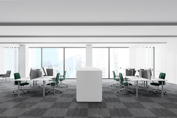 White open space office, side view