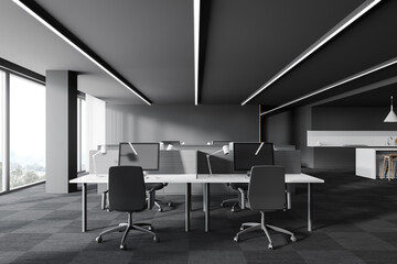 Grey open space office interior