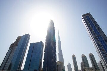 Tall buildings,  view of Dubai, UAE