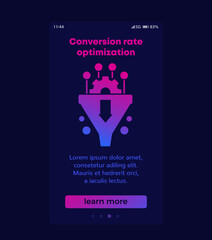 Conversion rate optimization, sales funnel vector banner