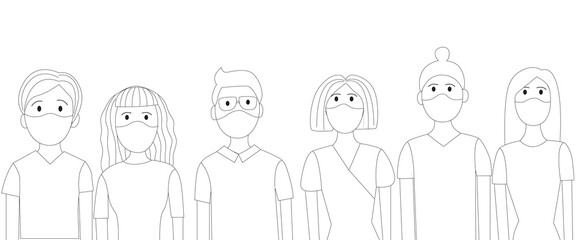 Coronavirus, covid-19. People face mask. Vector illustration.