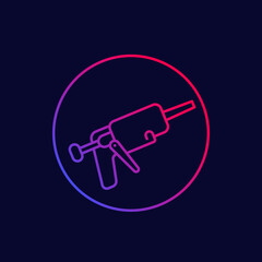 silicone gun line icon on dark